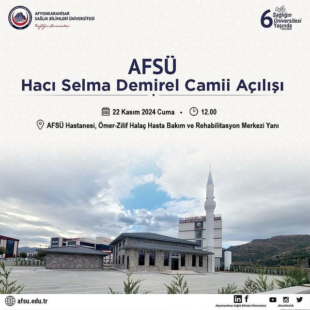 AFSÜ Hacı Selma Demirel Camii 22 Kasım'da Açılıyor