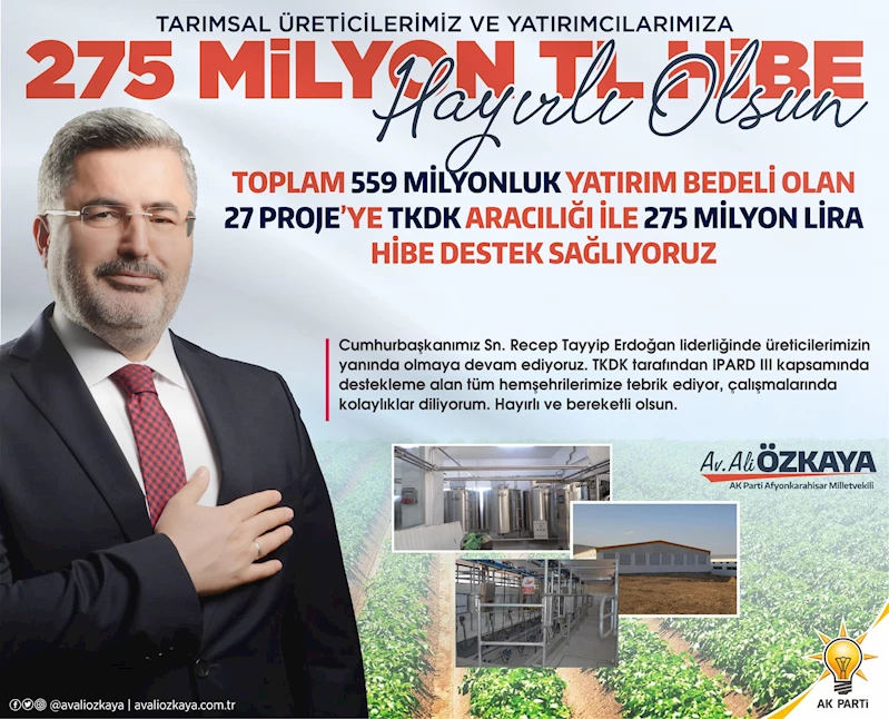 Afyonkarahisar'a Tarım Desteği: 559 Milyon Liralık Yatırım